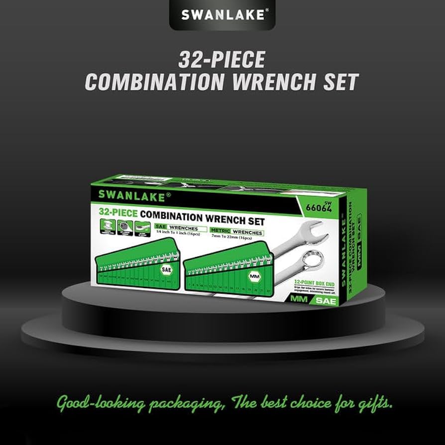 SWANLAKE 32-Piece Combination Wrench Set, SAE and Metric, 1